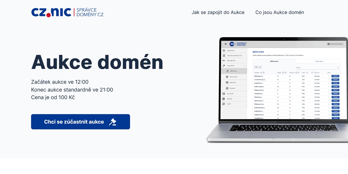 NIC.CZ spouští aukce čerstvě expirovaných domén .CZ